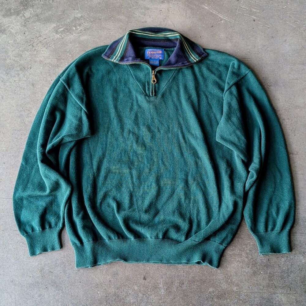 Pendleton Men's Green Zip Collar Long Sleeve Sweater size XL